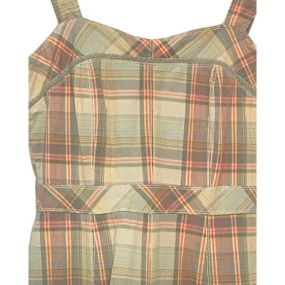 3-FOR-$30 Fossil Sz S Fitted Jumper Dress Sweetheart Neckline Plaid Cotton Retro - Picture 4 of 7